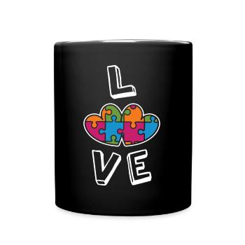 Love Puzzle Colorful April Autism Awareness - Mug uni - noir - Devant