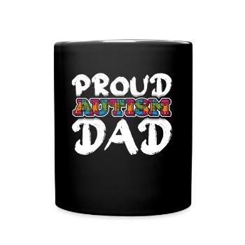 Autism Dad Puzzle Colorful Autism Awareness - Full Colour Mug - black - Front