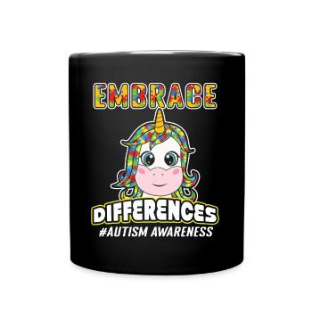Licorne Puzzle Coloré Sensibilisation à l’autisme - Mug uni - noir - Devant