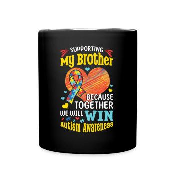 Soutenir mon frère ensemble Sensibilisation à l’autisme - Mug uni - noir - Devant