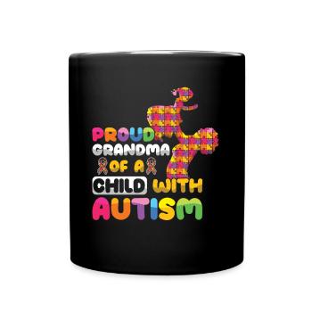 Proud Grandma Puzzle Autism Awareness - Full Colour Mug - black - Front