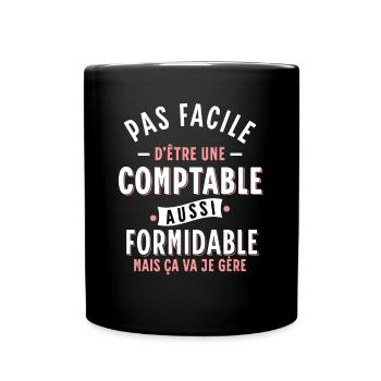 Comptable Cadeau Rigolo Secrétaire Humour Femme - Mug uni - noir - Devant