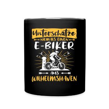 Wilhelmshaven Ebike Wilhelmshavener Ebiker - Tasse einfarbig - Schwarz - Vorne