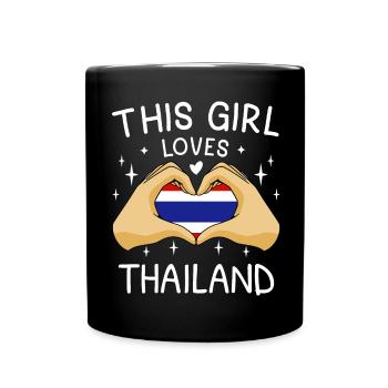 Thailand Fahne Thailändische Flagge Used Look - Tasse einfarbig - Schwarz - Vorne