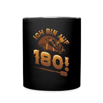 Ich Bin Auf 180, Dartspieler - Tasse einfarbig - Schwarz - Vorne
