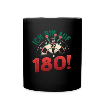Ich Bin Auf 180, Dartspieler - Tasse einfarbig - Schwarz - Vorne