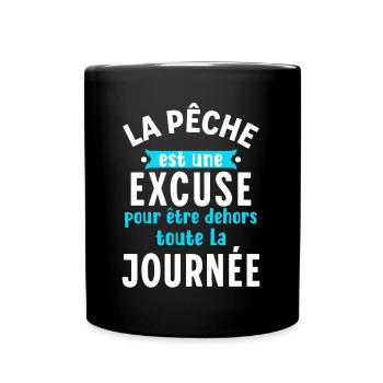 Pêche Cadeau Humour pour Pêcheur Slogan Rigolo Fun - Mug uni - noir - Devant