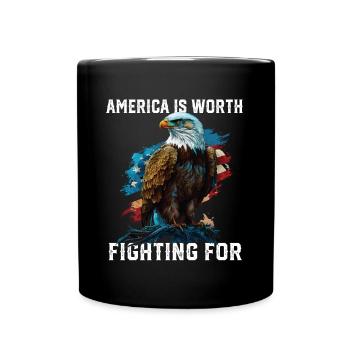 L’Amérique vaut la peine de se battre pour le pygargue à tête blanche américain - Mug uni - noir - Devant