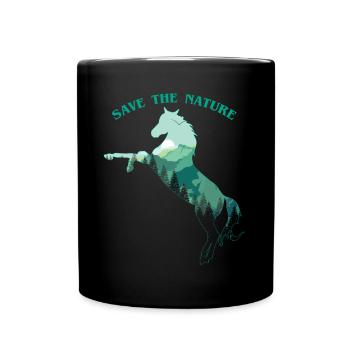 Cheval Sauver la nature Planète Journée des océans Jour de la Terre - Mug uni - noir - Devant