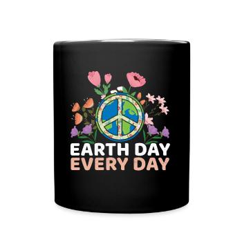 Oceans Day Love Peace Everyday Earth Day - Full Colour Mug - black - Front