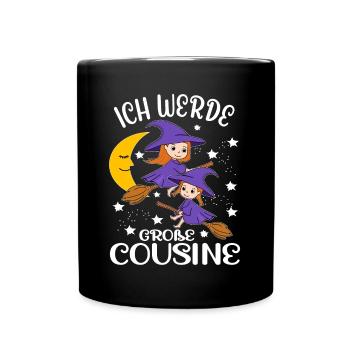 Große Cousine verkünden Hexe Bald Große Cousine - Tasse einfarbig - Schwarz - Vorne
