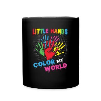 Little Hands Color My World, Kindergarten Lehrerin - Tasse einfarbig - Schwarz - Vorne