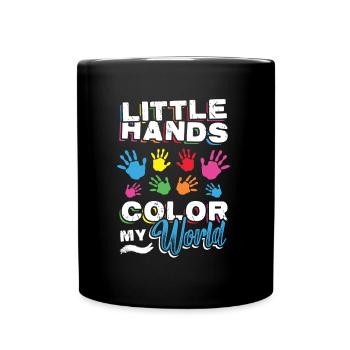 Little Hands Color My World, Kindergarten Lehrerin - Tasse einfarbig - Schwarz - Vorne