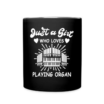 Orgelspieler Organist Mädchen - Tasse einfarbig - Schwarz - Vorne