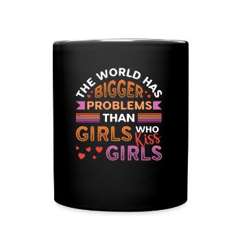 Des problèmes plus importants que les filles, embrasser les filles - Mug uni - noir - Devant