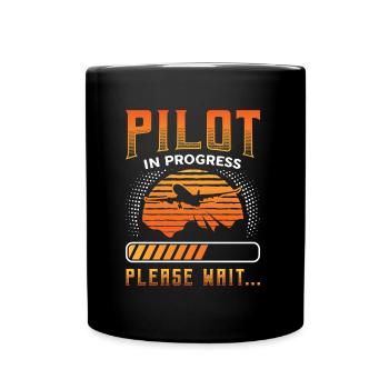 Pilot in progress, please wait, aircraft training - Full Colour Mug - black - Front