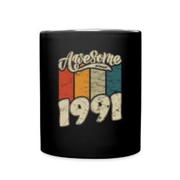 1991 Geburtstag Awesome since Retro - Tasse einfarbig - Schwarz - Vorne