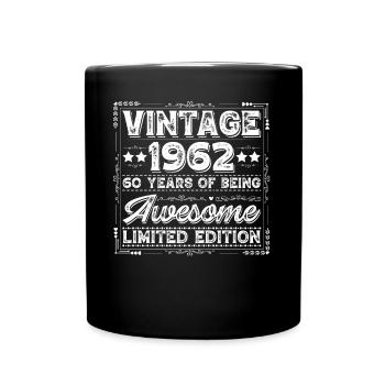 Jahrgang 1962, 60jahre Awesome Limited Edition - Tasse einfarbig - Schwarz - Vorne