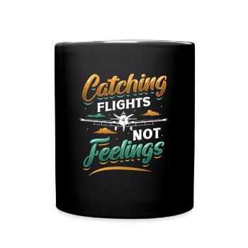 Flying instead of feeling, travel-addicted flyer - Full Colour Mug - black - Front