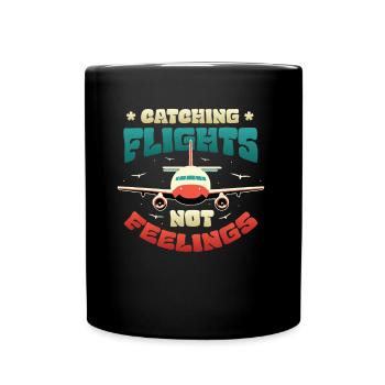 Flying instead of feeling, travel-addicted flyer - Full Colour Mug - black - Front