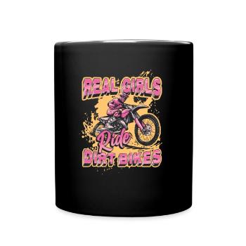 Les vraies filles conduisent des motos hors route, motocross féminin - Mug uni - noir - Devant