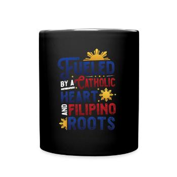 Katholisches Herz Und Philippinische Wurzeln - Tasse einfarbig - Schwarz - Vorne