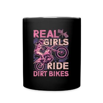 Les vraies filles conduisent des motos hors route, motocross féminin - Mug uni - noir - Devant