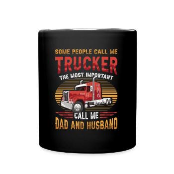 Trucker, Husband, Truck Driver, Dad - Tasse einfarbig - Schwarz - Vorne