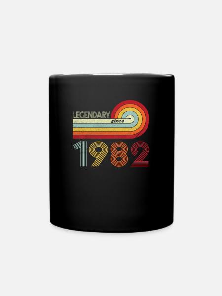 1982 Birthday Legendary since Vintage Rainbow - Full Colour Mug - black