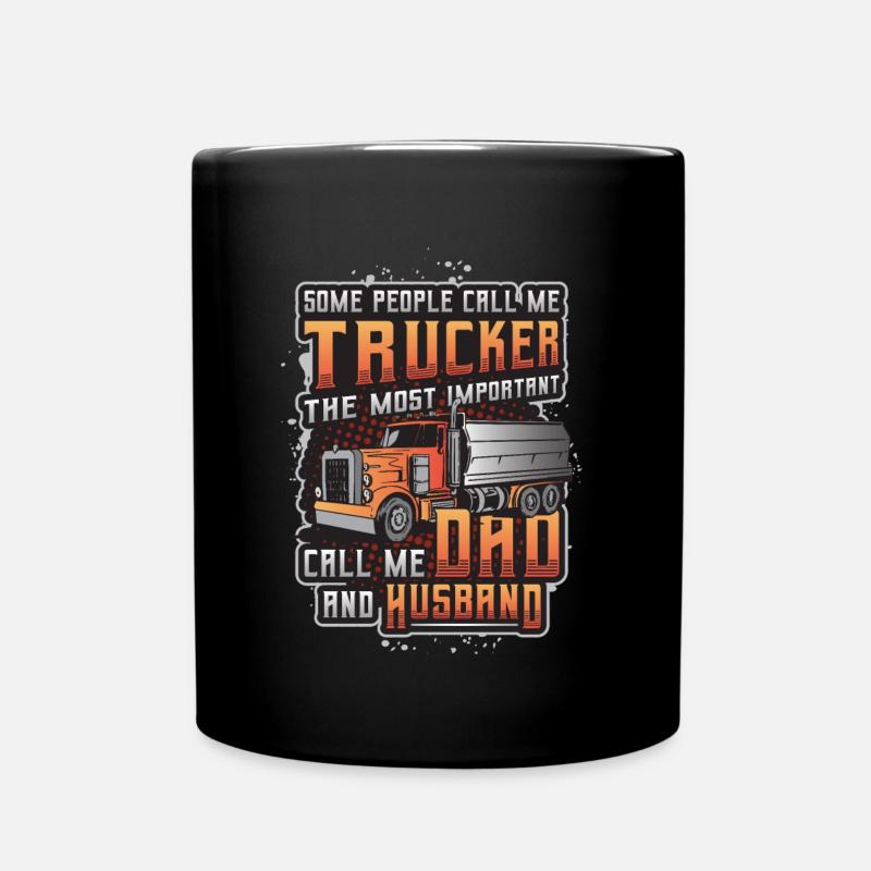 Trucker, Husband, Truck Driver, Dad - Tasse einfarbig - Schwarz