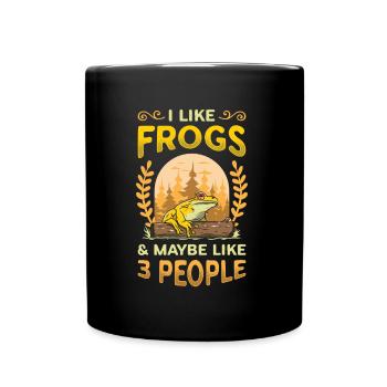 J’aime les grenouilles et peut-être 3 personnes - Mug uni - noir - Devant