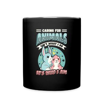 Caring for animals - animal shelter, animal lovers - Full Colour Mug - black - Front