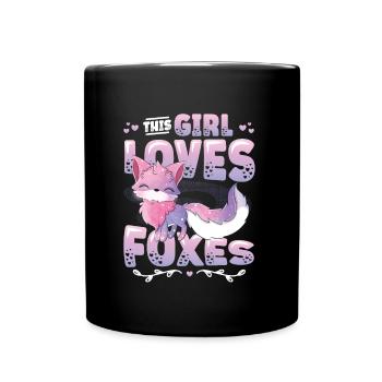 This girl loves foxes, nice fox girl - Full Colour Mug - black - Front