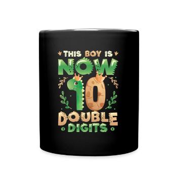 This boy is now 10, double digits - Full Colour Mug - black - Front