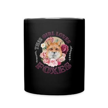 This girl loves foxes, nice fox girl - Full Colour Mug - black - Front