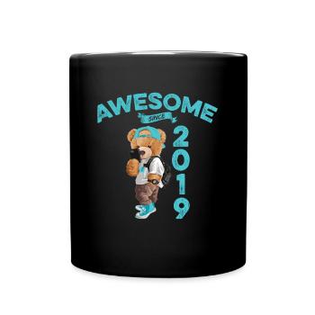 2019 Geburtstag Teddy Bär Awesome since - Tasse einfarbig - Schwarz - Vorne
