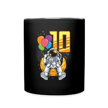 10th birthday, astronaut, decorations - Full Colour Mug - black - Front