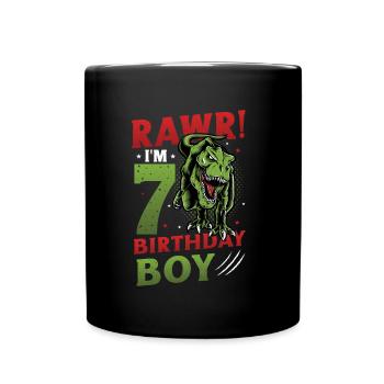 Rawr 7th Birthday Boy Happy Birthday Dinosaurier - Tasse einfarbig - Schwarz - Vorne