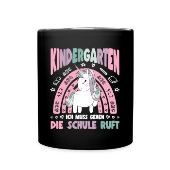 Bye Kita Abgänger Mädchen Einschulung Einhorn - Tasse einfarbig - Schwarz - Vorne