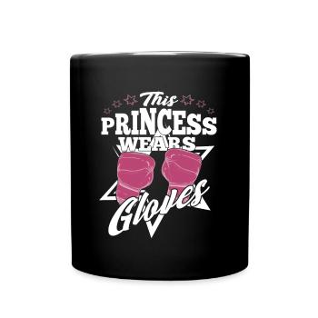 Boxe La princesse porte des gants de boxe roses - Mug uni - noir - Devant