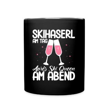 Apres Ski Skihaserl Am Tag Après Ski Queen Geschen - Tasse einfarbig - Schwarz - Vorne
