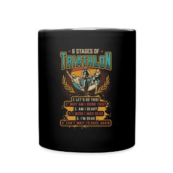 6 stages of triathlon - Full Colour Mug - black - Front