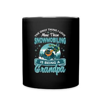 Snowmobiling, Grandpa, Snowmobile - Full Colour Mug - black - Front