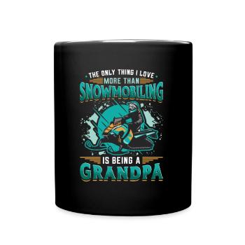 Snowmobiling, Grandpa, Snowmobile - Full Colour Mug - black - Front