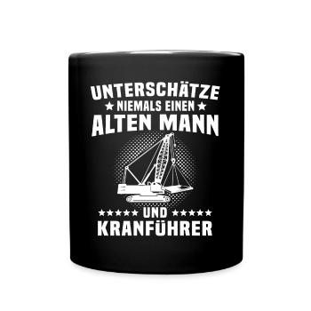 Kranfahrer Kranführer Kran - Tasse einfarbig - Schwarz - Vorne