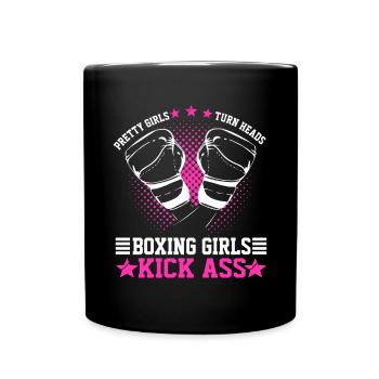 Boxing Girls Kick Ass Funny Kickboxing Gift Idea - Tasse einfarbig - Schwarz - Vorne
