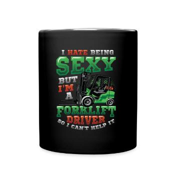 Sexy Gabelstaplerfahrer Lagerlogistik Gabelstapler - Tasse einfarbig - Schwarz - Vorne