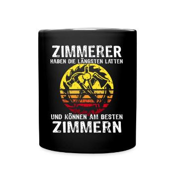 Zimmerer Sprüche Zimmermann - Tasse einfarbig - Schwarz - Vorne