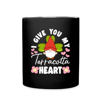 Je te donne mon cœur de terre cuite Elfe Gnome Miniature - Mug uni - noir - Devant