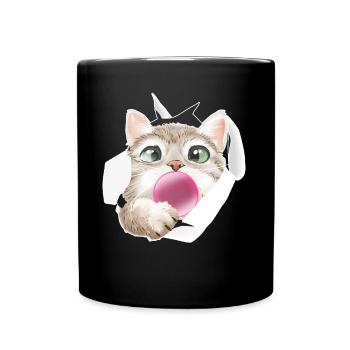 Chat Gomme à mâcher Mignon Félin - Mug uni - noir - Devant